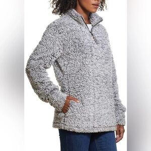 Weatherproof Vintage Womens 1/4 Zip Faux Fur Cozy Fleece - Granite Size M